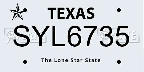 SYL6735 Texas License Plate
