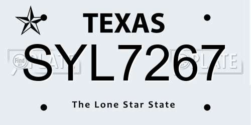 SYL7267 Texas License Plate
