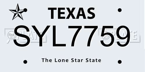 SYL7759 Texas License Plate