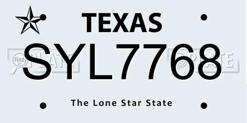 SYL7768 Texas License Plate