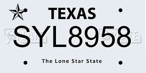 SYL8958 Texas License Plate
