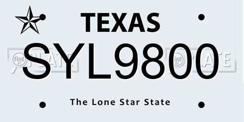 SYL9800 Texas License Plate