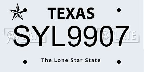 SYL9907 Texas License Plate