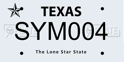 SYM004 Texas License Plate
