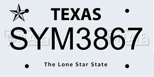 SYM3867 Texas License Plate