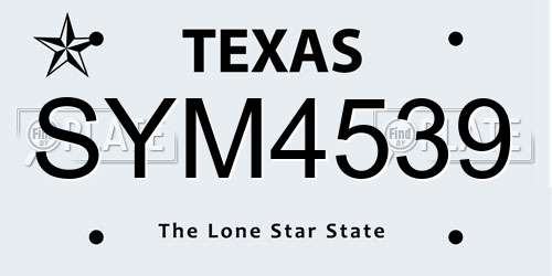 SYM4539 Texas License Plate