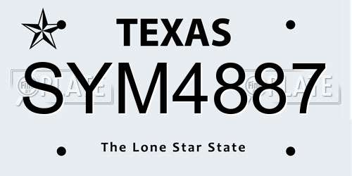 SYM4887 Texas License Plate