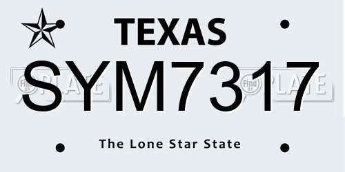 SYM7317 Texas License Plate