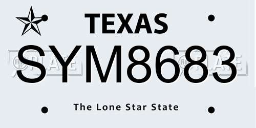 SYM8683 Texas License Plate