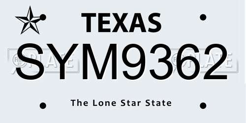 SYM9362 Texas License Plate