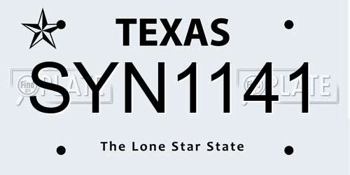 SYN1141 Texas License Plate