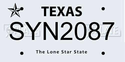 SYN2087 Texas License Plate