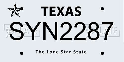 SYN2287 Texas License Plate