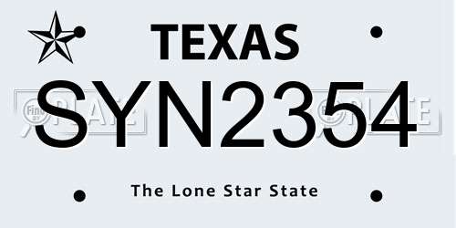 SYN2354 Texas License Plate