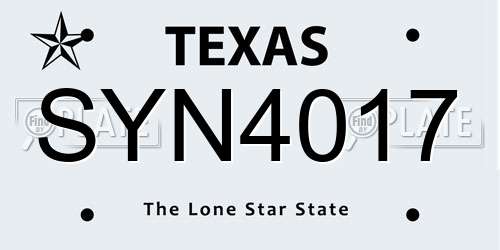 SYN4017 Texas License Plate
