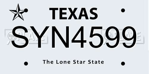 SYN4599 Texas License Plate