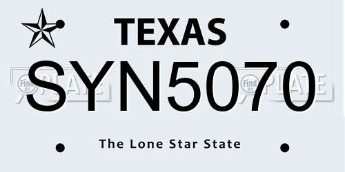SYN5070 Texas License Plate