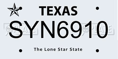 SYN6910 Texas License Plate