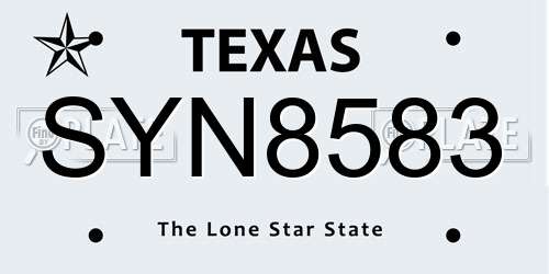 SYN8583 Texas License Plate