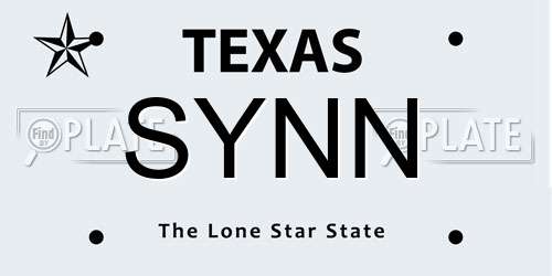 SYNN Texas License Plate