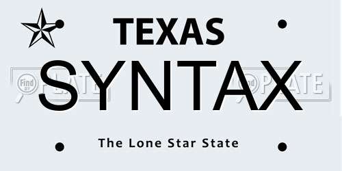 SYNTAX Texas License Plate