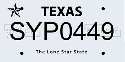 SYP0449 Texas License Plate