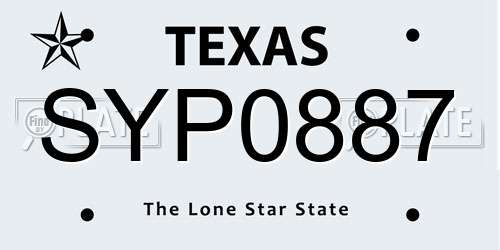 SYP0887 Texas License Plate