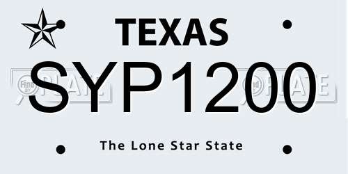 SYP1200 Texas License Plate
