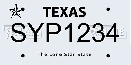 SYP1234 Texas License Plate
