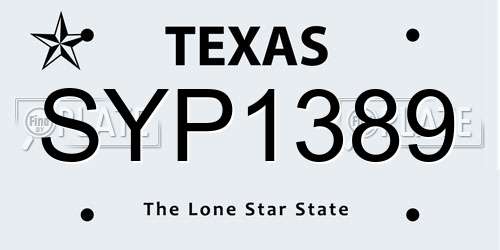 SYP1389 Texas License Plate
