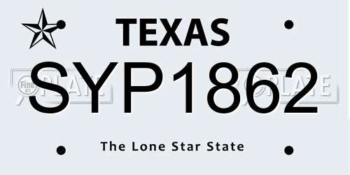 SYP1862 Texas License Plate