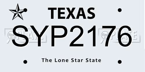 SYP2176 Texas License Plate