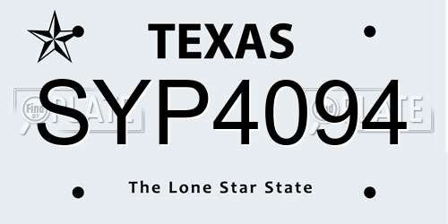 SYP4094 Texas License Plate