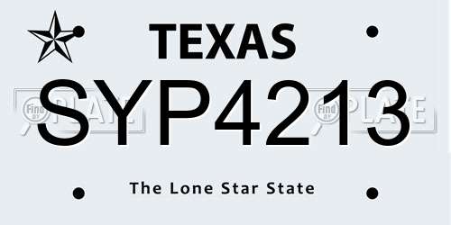 SYP4213 Texas License Plate