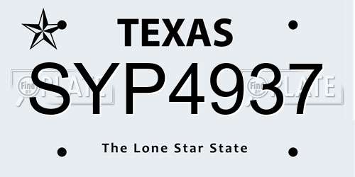SYP4937 Texas License Plate