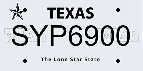 SYP6900 Texas License Plate