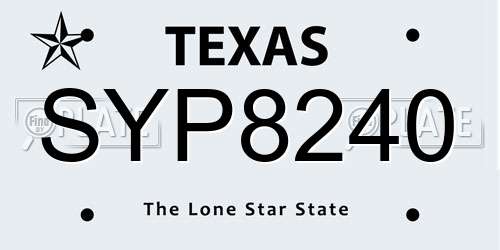 SYP8240 Texas License Plate