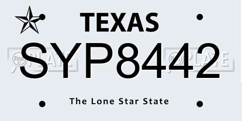 SYP8442 Texas License Plate