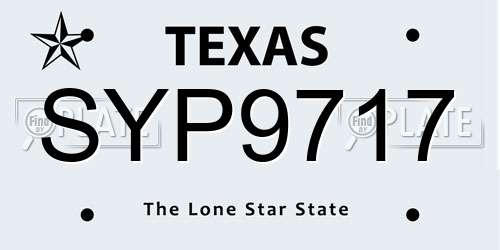 SYP9717 Texas License Plate