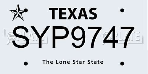 SYP9747 Texas License Plate
