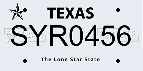SYR0456 Texas License Plate