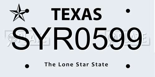 SYR0599 Texas License Plate