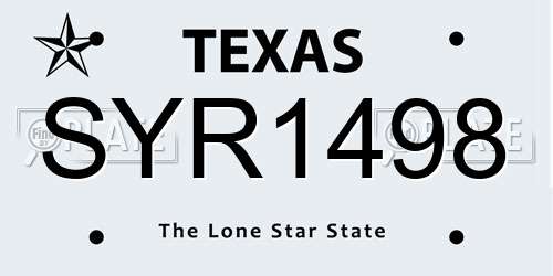 SYR1498 Texas License Plate