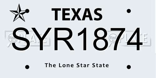 SYR1874 Texas License Plate