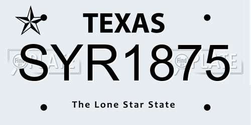 SYR1875 Texas License Plate
