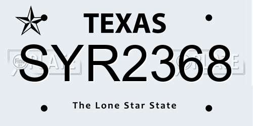 SYR2368 Texas License Plate