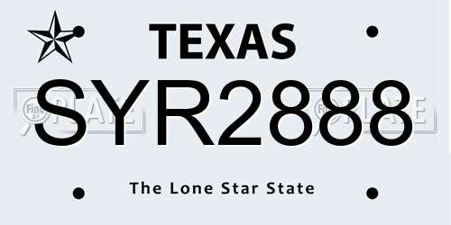 SYR2888 Texas License Plate