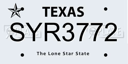 SYR3772 Texas License Plate