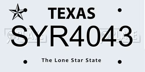 SYR4043 Texas License Plate