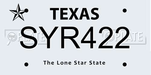 SYR422 Texas License Plate